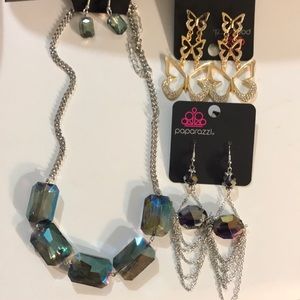 Paparazzi Oil Spill and Iridescent Earrings Necklace